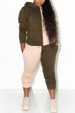 Brown Sportswear Print Hooded Collar Long Sleeve Two Pieces