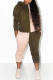 Brown Sportswear Print Hooded Collar Long Sleeve Two Pieces