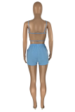 Pink Sportswear Solid Patchwork U Neck Sleeveless Two Pieces