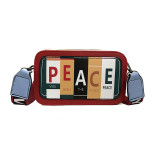 Red Fashion Casual Patchwork Letter Print Red Crossbody Bag