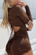 Brown Sexy Solid Draped zipper Long Sleeve O Neck Jumpsuits