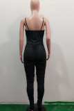 Black Sexy Print letter Solid Chemical fiber blend Sleeveless O Neck Jumpsuits