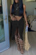 Black Sexy Casual Solid Slit Turtleneck Sleeveless Two Pieces