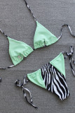 Green Sexy Patchwork Print Leopard Bandage Patchwork Swimwears