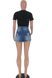 White O Neck Short Sleeve Print Patchwork 
