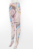 Multicolor Casual Print Patchwork Skinny High Waist Pencil Full Print Bottoms