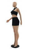 Black Sexy Solid Make Old Turtleneck Sleeveless Two Pieces