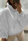 Khaki Fashion Casual Solid Basic Hooded Collar Tops