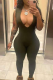 Black Sexy Solid Patchwork V Neck Skinny Jumpsuits