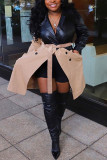 Red Fashion Casual Patchwork Patchwork Turndown Collar Outerwear