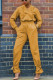 Yellow Fashion Casual Solid Basic Hooded Collar Long Sleeve Two Pieces