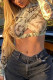 Green Sexy Print Hollowed Out V Neck Mid Waist Tops