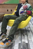 Khaki Fashion Casual Patchwork Cardigan Outerwear