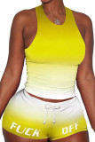 Yellow Polyester Fashion Active Letter Two Piece Suits pencil Sleeveless Two Pieces