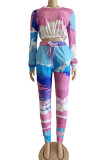 Multi-color Polyester Fashion Casual adult Ma'am Print Two Piece Suits pencil Long Sleeve Two Pieces