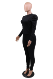 Orange Casual Solid Patchwork O Neck Long Sleeve Two Pieces
