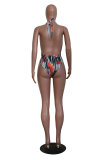 Multicolor Sexy Print Patchwork Swimwears（Without Chains）