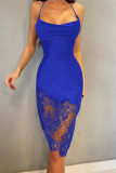 Red Fashion Sexy Solid Patchwork Backless Spaghetti Strap Sleeveless Dress Dresses