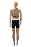 Red Fashion Sexy Patchwork Backless Halter Sleeveless Two Pieces