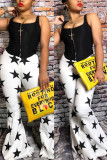 White Fashion Casual Print The stars Pants Boot Cut Trousers