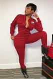 Red Casual Solid Button Long Sleeve Turndown Collar 