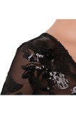 Black Sexy Solid Backless perspective Long Sleeve V Neck