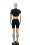 Red Sexy Casual Solid Hollowed Out O Neck Short Sleeve Two Pieces