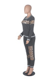Colorful Blue Sexy Solid Patchwork O Neck Long Sleeve Two Pieces