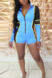 Pink Sexy Solid Patchwork V Neck Skinny Rompers