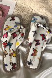 White Fashion Casual Butterfly Print Slippers
