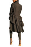 Black Turndown Collar Long Sleeve asymmetrical Patchwork Blouses & Shirts