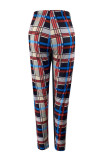Multicolor Casual Plaid Print Patchwork Straight Low Waist Bottoms