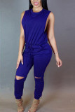 Maroon Fashion Sexy Solid Sleeveless O Neck Jumpsuits