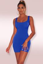 Colorful blue Fashion Sexy Solid Polyester Sleeveless Slip