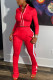 Red Fashion Casual adult Ma'am Patchwork Solid Two Piece Suits Boot Cut Long Sleeve Two Pieces