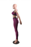 Grey Casual Sportswear Solid Patchwork U Neck Sleeveless Two Pieces
