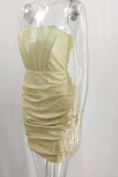 Silver Sexy Sequins Off the Shoulder Pencil Skirt Dresses