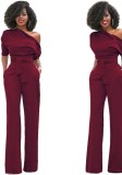 rose red as picture Backless Fashion sexy Jumpsuits & Rompers