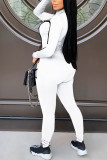 Red Casual Sportswear Patchwork See-through U Neck Long Sleeve Two Pieces