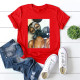 Red Fashion Casual Print Basic O Neck T-Shirts