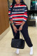 Red Fashion Casual Letter Striped Print Basic O Neck Long Sleeve Two Pieces