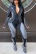Grey Casual Print O Neck Long Sleeve Two Pieces