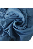 Light Blue Casual Backless Solid Chemical fiber blend Sleeveless V Neck
