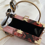 Red Fashion Patchwork Print Chain Strap Red Crossbody Bag