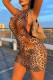 Leopard Print Sexy Leopard Print Backless Strap Design Halter Sleeveless Dress