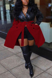 Red Fashion Casual Patchwork Patchwork Turndown Collar Outerwear