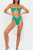 Green Fashion Sexy Solid Backless Swimwears