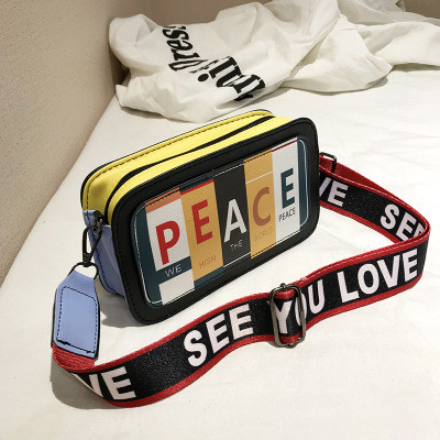Black Fashion Casual Patchwork Letter Print Red Crossbody Bag