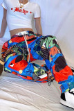 Multicolor Fashion Casual Print Pants Regular Trousers