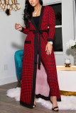 Red Fashion Casual Print Basic Long Sleeve Three-piece Set